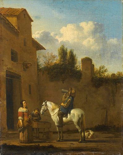 Drinkende trompetter te paard, Karel du Jardin