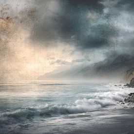 Küstenlandschaft - Blau Grau Geheimnisvoll von BowiScapes Abstrakt und digitale Kunst