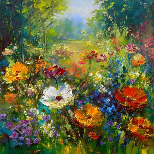 Beautiful colourful flowers in the field