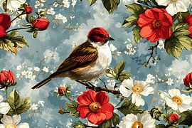 Oiseau sur une branche fleurie sur Art & Soul Creations