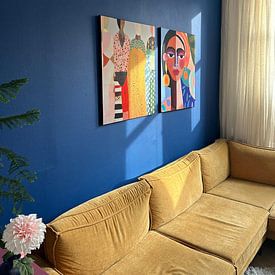 Klantfoto: Kleurrijk, modern en abstract portret (gezien bij vtwonen) van Carla Van Iersel, als ArtFrame