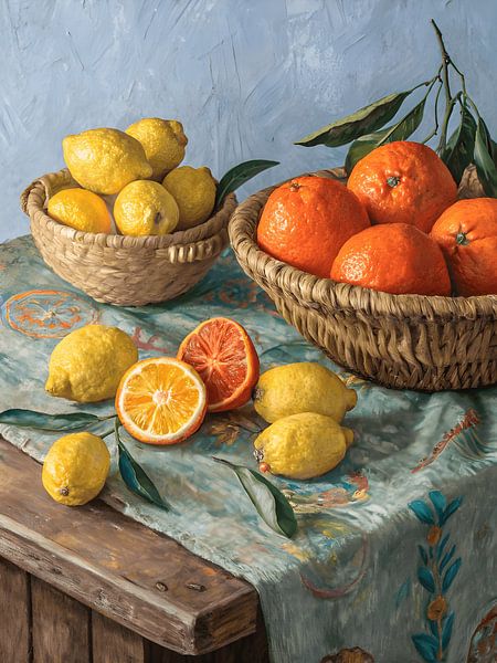 Nature morte aux agrumes dans des paniers par Artistic