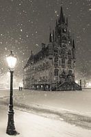 La mairie de Gouda sous la neige