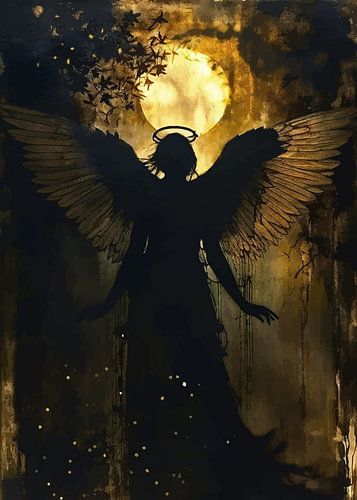 Vrouwelijk donkere engel silhouet