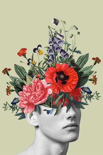 Autoportrait avec des fleurs 5 (debout)