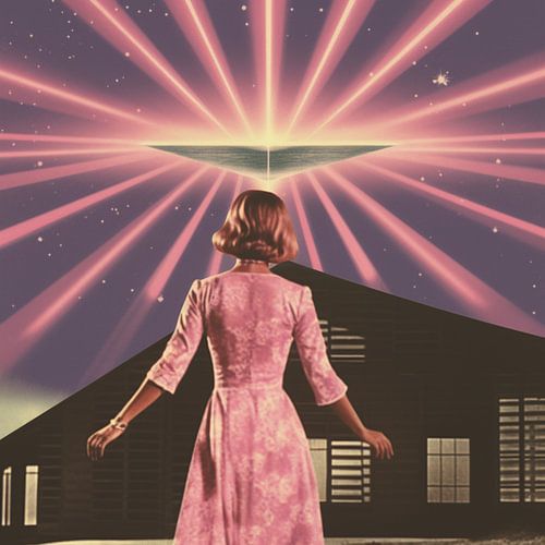 A Woman Standing Beneath a UFO