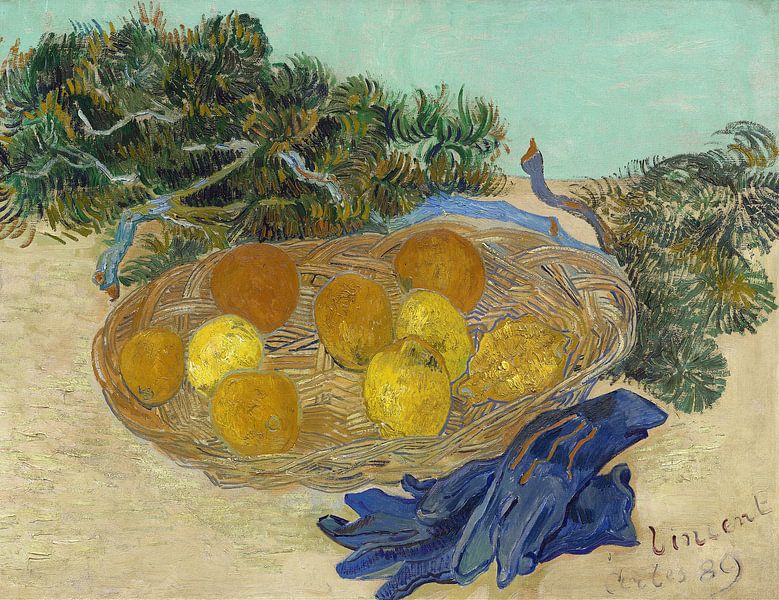 Nature morte aux oranges et aux citrons avec gants bleus, Vincent van Gogh - 1889 par Het Archief