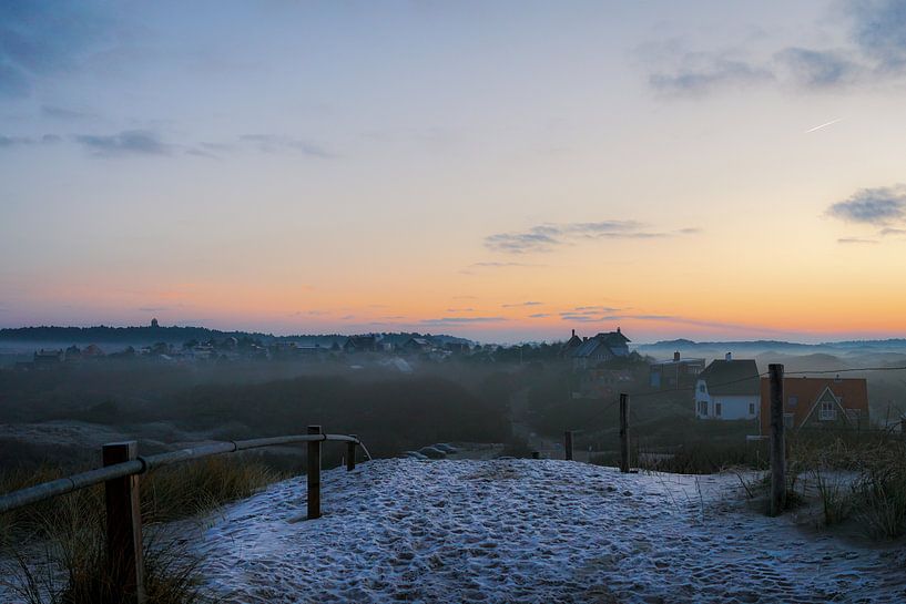 Mountains a Sea in mists at sunrise by Jos van den Berg