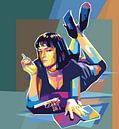 Pulp Fiction Pop Art Schilderij Mia Wallace Uma Thurman van Kunst Kriebels thumbnail