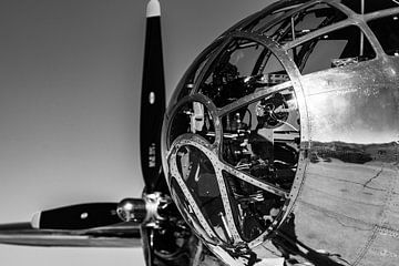 The nose of the legendary Boeing B-29 Superfortress in black and white. by Jaap van den Berg