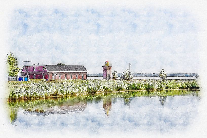 Maritime association building in Willemstad (Brabant) (watercolour) by Art by Jeronimo
