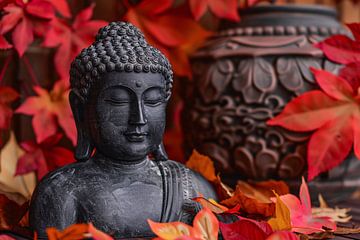 Boeddhabeeld met herfstbladeren van Art & Soul Creations