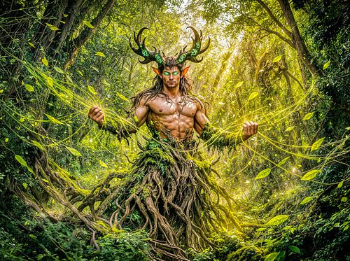 Dynamic Fantasy Faun in Enchanted Forest Atmosphere
