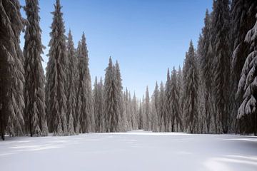 Lumière hivernale de la neige dans la forêt sur Frank Heinz