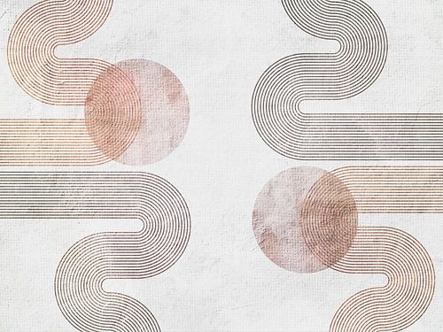 Japandi Moderne Abstractie Geometrische Organische Curven