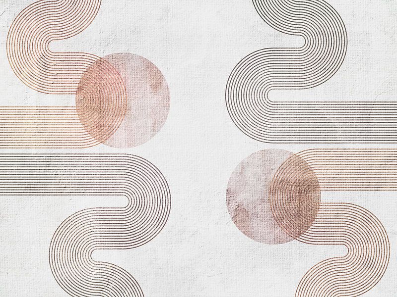 Japandi Modern Abstraction Geometric Organic Curves by Mad Dog Art