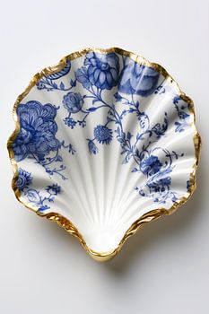 Oester schelp Delfts Blauw Goud