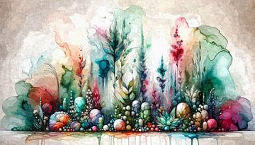 Botanische Fantasiewelt in Tinte