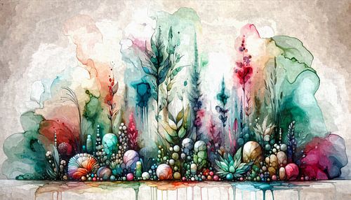 Botanische fantasiewereld in inkt