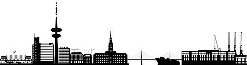 Hamburg skyline in Germany with harbor and airport