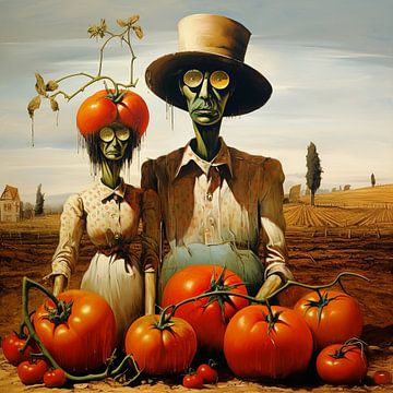 Tomatenboer paar karikatuur landschap portret van gm_designs