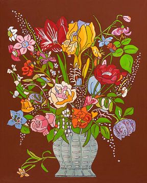 bloemen, oude meesters, modern, kleurrijk, vrolijk (PLUS3) van Marjolein Bresser