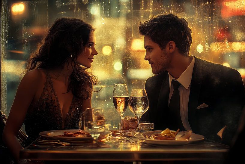 Romantisches Abendessen in einem eleganten Restaurant von Egon Zitter