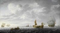 Nederlandse Vissersbootjes die hun netten afschieten, Simon de Vlieger van Meesterlijcke Meesters thumbnail