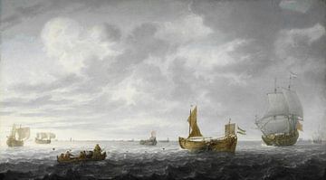 Nederlandse Vissersbootjes die hun netten afschieten, Simon de Vlieger