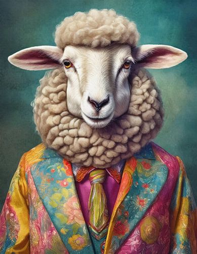 Schaap in Retro Wol Avontuur