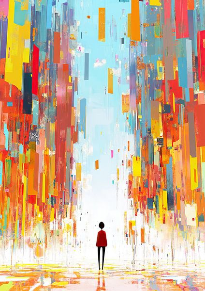 Woman Colourful | Woman Looks at Colourful Heights by ARTEO Paintings