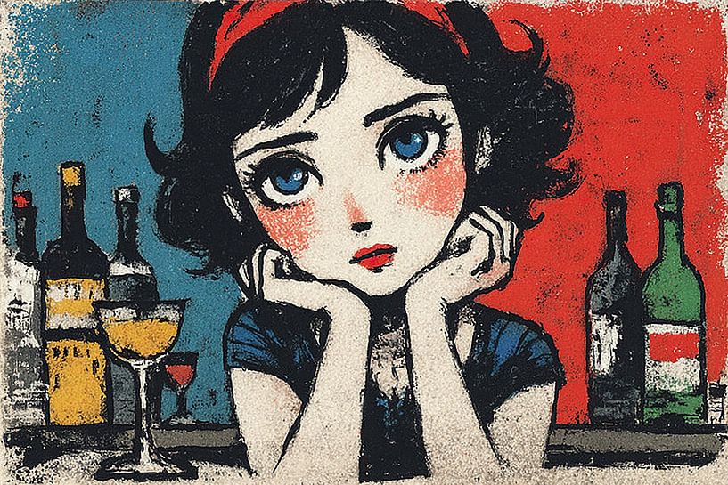 Woman Drinks | Girl Behind Bar by OMG Art