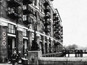 Oxo Building London Schwarz und Weiß