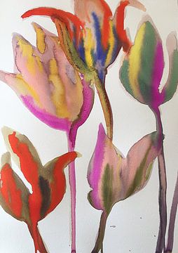 Tulipes Multicolores sur Helia Tayebi Art
