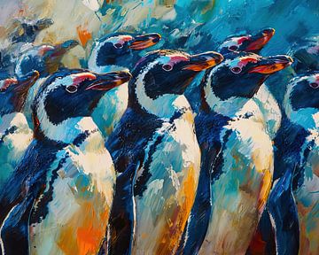 Bunte Pinguine malen von Kunst Kriebels