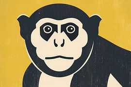 Minimalistische kunstposter van aap van Art & Soul Creations
