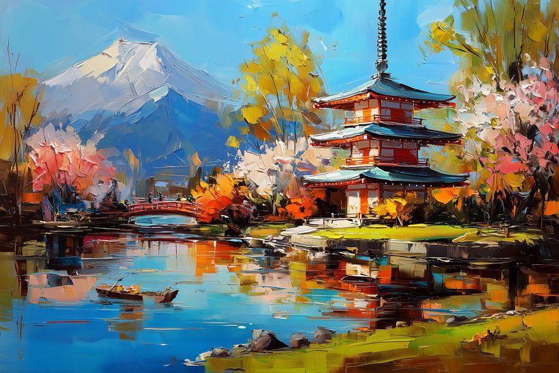 De berg Fuji en pagode van ARTemberaubend