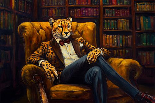 Eleganter Leopard im Lesesessel
