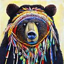 Tribal beer portret illustratie van Laly Laura thumbnail