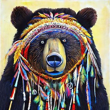 Tribal beer portret illustratie van Laly Laura