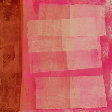 Modernes Abstraktes in rostigem Braun und Neonpink von Dina Dankers