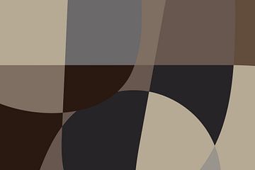Moderne vormen en lijnen in neutrale kleuren. Wit, taupe, grijs, bruin. van Dina Dankers