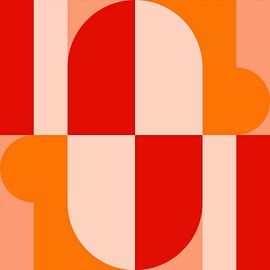 Funky rétro géométrique 5_1. Art abstrait moderne aux couleurs vives. sur Dina Dankers