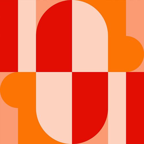 Funky retro geometrische 5_1. Moderne abstracte kunst in heldere kleuren.