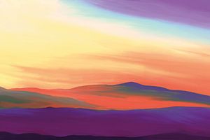 Friedliche Landschaft bei Sonnenaufgang in surrealen Farben
