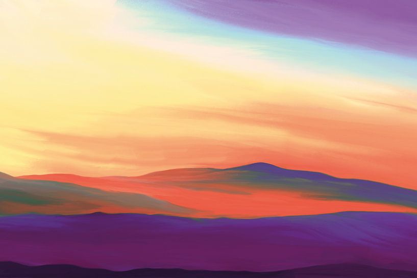 Peaceful landscape at sunrise in surreal colours by Tanja Udelhofen