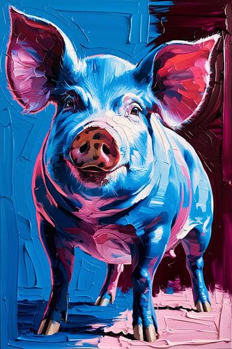 Kleurrijk varken modern schilderij