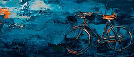 Bicycle motif in blue - abstract and modern by Poster Art Shop