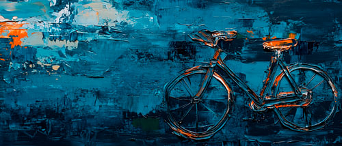 Bicycle motif in blue - abstract and modern