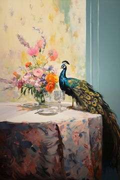 Peacock on the table by Uncoloredx12
